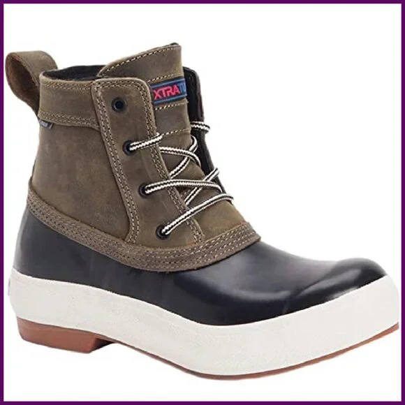 Waterproof Leather Lace-Up Boots Slip-Resistant Arch Support Mid-Calf